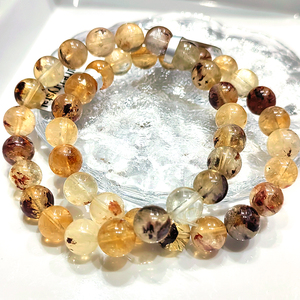 Bracelet en <span class=keywords><strong>Quartz</strong></span> Fantôme Jaune Haute Clarté, Cristal Fantôme Jaune Naturel avec Inclusion de <span class=keywords><strong>Chlorite</strong></span>, Bracelet Perlé Extensible - Product Image 6