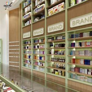 Custom Pharmacy Store Interior Wooden <b>Stainless</b> <b>Steel</b> <b>Shelving</b> Units for Drugstore Display Modern Pharmacy Shop Design Solutions - Product Image 5