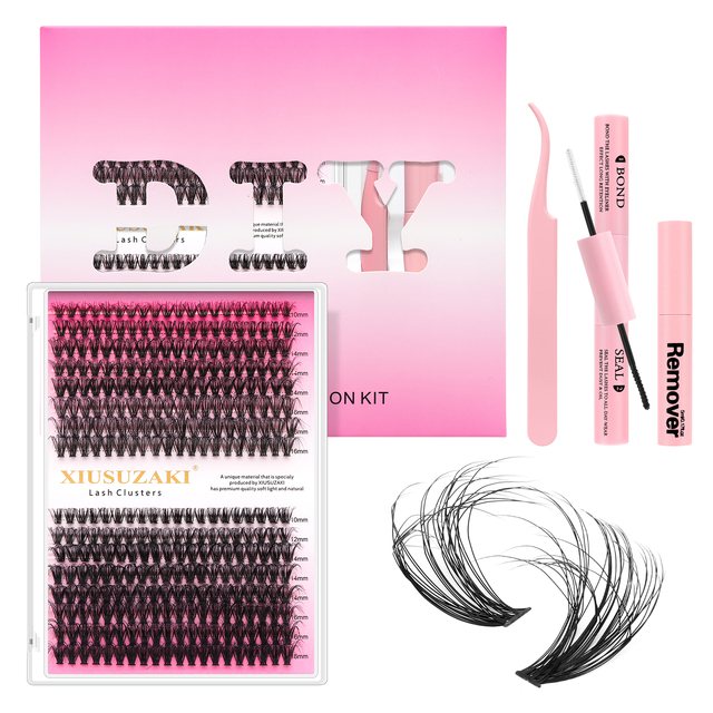 Wholesale Customizable Diy Cluster Lashes Private Label C D Curl Segment Pre-Cut Extension Kit Eyelashes DIY Cluster Lashes Kit