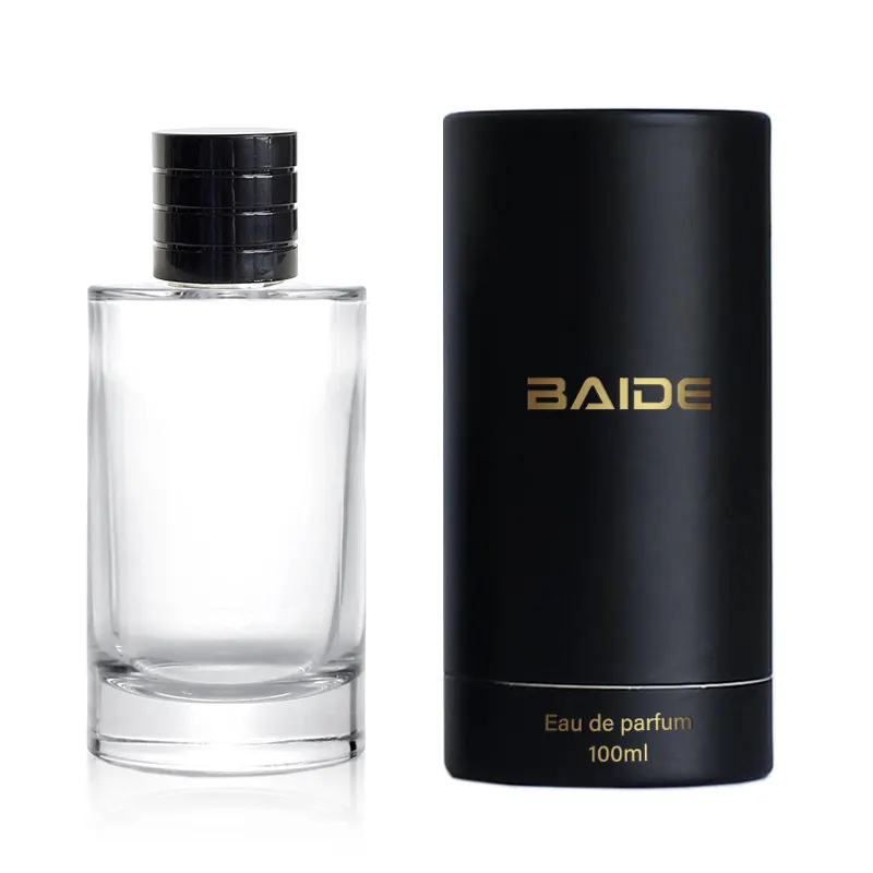 Botol kaca semprot parfum, 50ml/100ml botol sub parfum silinder transparan dengan tutup magnetik