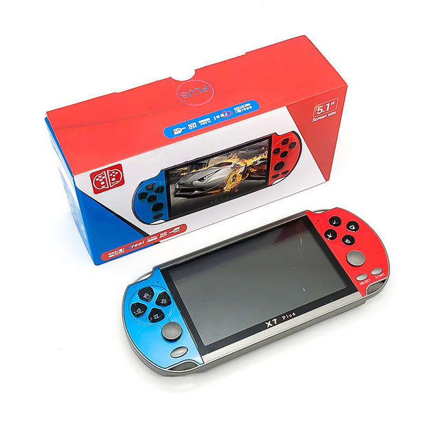 X7PLUS Video Game Console 5.1inch Dual Joystick Built-in Retro Games Support Arcade Game Video/Music AV Out Children's Gift