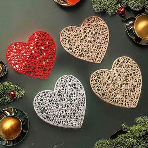 Ychon Classic Durable Non-slip PVC Heart Shape <b>Placemat</b> Easy to Use Heat Insulation Kitchen Mat Pad - Product Image 4