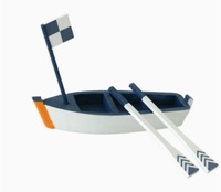 Décoration nautique méditerranéenne pour la maison, modèle de bateau à rames en bois peint à la main, ornement de style plage