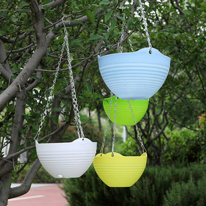 Pots à fleurs suspendus en résine avec chaîne, ronds, colorés, pour intérieur et extérieur, pour balcon et décoration de jardin - Product Image 3
