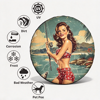 Cache-jantes personnalisable, modèle étanche pour travaux de peinture et de réparation, motif vintage Pin-up Girl Fishing Poster Classic Retro