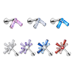 Boucles d'oreilles créatives géométriques en titane ASTM-F136 Getta avec zircon pour Daith, Tragus, Hélix – Bijoux en titane - Product Image 1