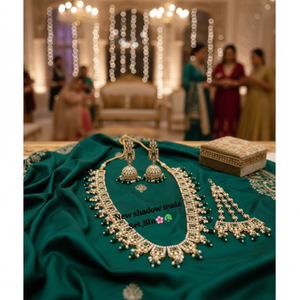 Wholesale High Quality Vintage <b>Gold</b> Plated Zircon Kundan <b>Set</b> Long Mala Bridal Necklace Earrings Maang Tikka Weddings Party - Product Image 3