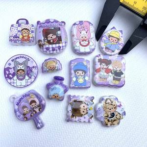 Accessoires de perles imprimés double face à trous traversants Qiqi violet, chaîne de téléphone, accessoires de sac, accessoires de bricolage, accessoires de stylo perlé - Product Image 1