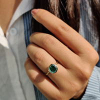 Personalizado 1 1,5 2 3 4 CT 18K oro corte redondo verde Moissanite bisel anillo mujeres gran oferta Vvs diamante compromiso solitario anillo