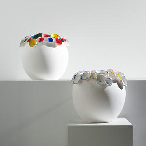 Vase à fleurs coloré peint à la main, design pomme, artisanat en céramique, ornement de luxe, accessoires d'art pour la maison uniques - Product Image 1