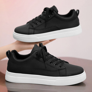 Sneakers Casual da Uomo Traspiranti Bianche <span class=keywords><strong>e</strong></span> Nere con Soletta in PU, <span class=keywords><strong>Scarpe</strong></span> Trendy con Punta Chiusa, Comode ed Eleganti - Product Image 3