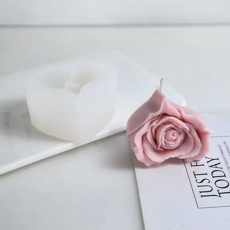 INTODIY 3D Rose Flower Herzförmige Kerzen form DIY handgemachte Seife Silikon form Kuchen Dekoration Werkzeuge für Hochzeit Valentinstag