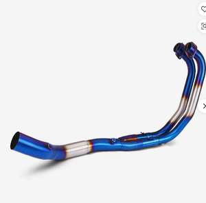 Para Yamaha YZF R3 R25 <span class=keywords><strong>MT03</strong></span> 2015-2024, Tubo de Escape para Motocicleta, Modificación de <span class=keywords><strong>Moto</strong></span>, Tubo de Enlace Frontal Deslizable, Acero Inoxidable Azul, Interfaz de 51 mm - Product Image 1