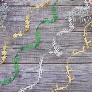 Nuevo ultrasónico en relieve ciervo copo de nieve árbol trenza regalo embalaje Diy decoración de Navidad cinta - Product Image 3