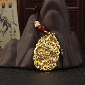 Pendentif Dragon en alliage de cuivre et laiton, bijou vintage pour homme, cadeau à thème - Product Image 2