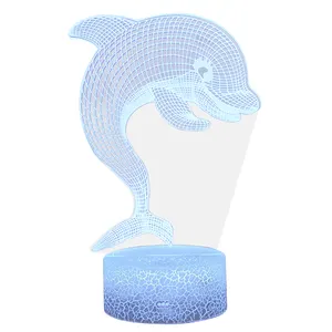 海豚系列3d夜灯发光二极管可视立体灯幻灯u盘床头灯彩色触摸遥控底座防抱死制动系统