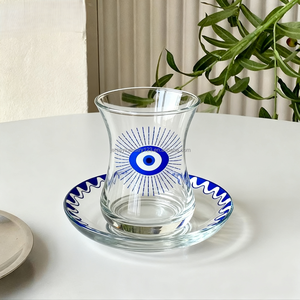 ブルーナザールトルコティーグラス＆ソーサー クリアガラスティーカップ トルコ風邪眼ティーグラス - Product Image 5