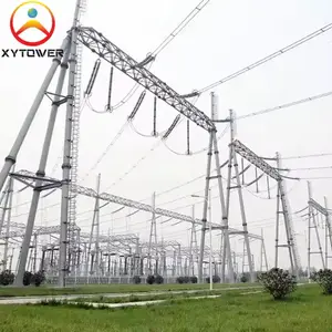 High Voltage Galvanized 220KV Power Transformer Substation Structures Electric Power Pole