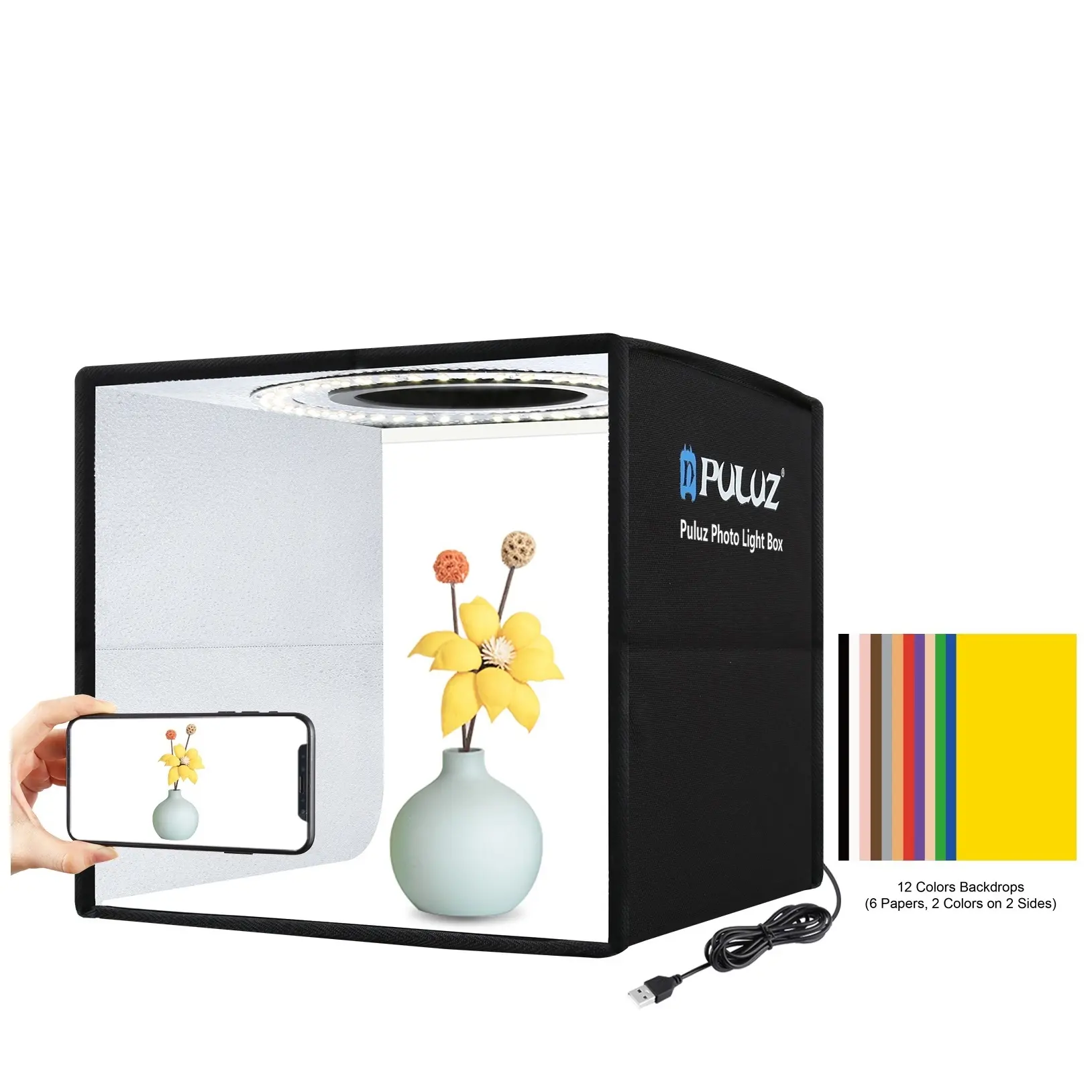 Verkoop Puluz Lightbox Foto 25Cm 30 Cm Foto Studio Box Fotografie Schieten Tent Box Pu5027 Achtergronddoos Tent Ring Licht