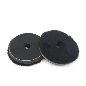 韩国热卖山羊达羊毛抛光垫5英寸重切割汽车护理黑色羊毛抛光垫
