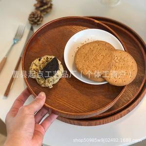 Starting Point Wooden Dessert <b>Tray</b> Round Polished Finish For Home Cafe Use - Product Image 1