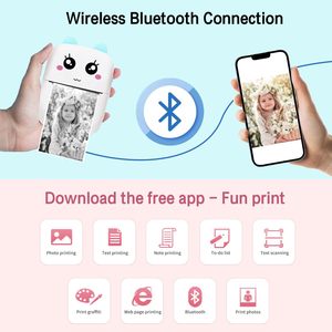 เครื่องพิมพ์ภาพถ่ายขนาดพกพาแบบพกพา ใช้ในบ้าน สีขาวดำ ใช้พอร์ต USB สำหรับ Android IOS ไร้สาย พิมพ์บาร์โค้ด <span class=keywords><strong>ราคา</strong></span><span class=keywords><strong>ป</strong></span>ระหยัด พร้อมกระดาษ - Product Image 2