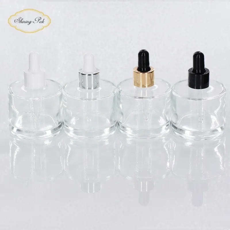 In Stock High Quality Clear Perfume Glass Bottle Serum Essential Oil Pipette Oil Bottle 50 Ml Dropper Bottle