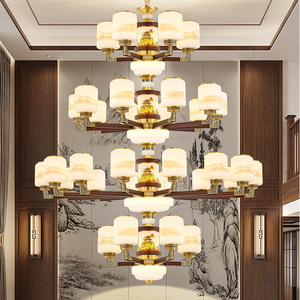 Chinese Style Chandelier All Copper Solid Wood Multi Head LED <b>Light</b> For Living Room Dining Room Villa <b>Ceiling</b> Lamp - Product Image 2