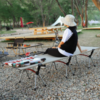 Lit de camping pliable réglable à 2 vitesses, portable, ultraléger, en alliage d'aluminium, 190 cm, pour le camping en pleine nature et les voyages en voiture