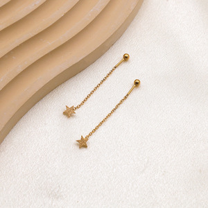 Star Drop Earrings Gold Plated Tin Alloy Geometric Dangle For Women - Product Image 4
