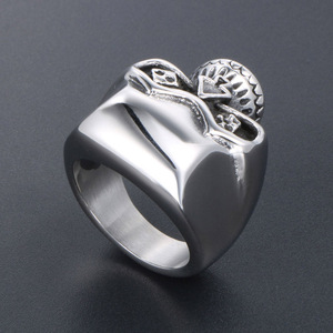 Bague en acier inoxydable avec crâne, bijoux pour hommes pour Halloween SA873, design squelette rétro - Product Image 3