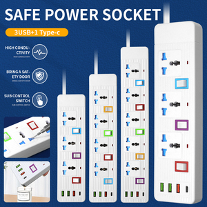 Hoge Kwaliteit Stekkerdoos Verlengsnoer 10a Met Schakelaar 2usb 4 Stopcontact Smart Universeel Verlengstuk - Product Image 2