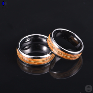 Gentdes perhiasan RTS Double Whisky kayu dan pusat gitar senar Inlay Dome Cincin pertunangan keramik hitam - Product Image 3