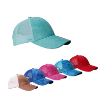 Dapat disesuaikan topi bisbol 6 Panel topi Trucker Suede dengan jaring dapat diatur topi olahraga Logo bordir dalam berbagai pilihan kain