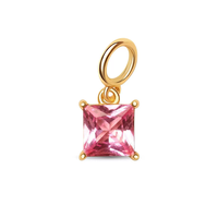 Haute qualité PVD plaqué or en acier inoxydable géométrique Zircon pierre de naissance breloque bricolage breloques pendentif accessoires pour la fabrication de bijoux