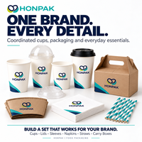 Tasses à café artisanales HONPAK vert forêt avec motif botanique doré, gobelets en papier personnalisés pour boissons chaudes pour cafés