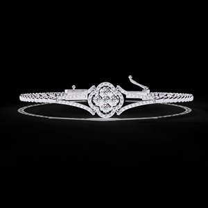 Pulsera de Diamantes Cultivados en Laboratorio con Diseño Floral para Mujer, Certificada por IGI, Plata de Ley 925, Oro Blanco de 10K y 14K, Eslabones Ovalados, Joyería Fina - Product Image 6