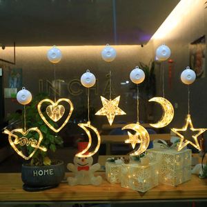 <b>Led</b> <b>Star</b> Moon Xmas Suction Cup Lamp Christmas Decorations for Home Wedding Party Window Hanging Ornaments - Product Image 2