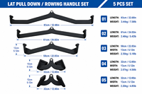 Ensemble d'accessoires de câble pour salle de sport professionnelle 5 pièces : Barre de tirage vertical, Poignée en V, Poignée de rame, pour machine à poulie de fitness et musculation, antidérapant