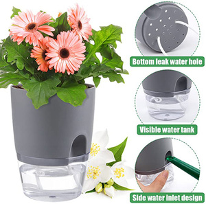 Pot de fleurs auto-arrosant en plastique transparent avec corde en coton absorbante pour plantes d'intérieur - Idéal pour <span class=keywords><strong>le</strong></span> dropshipping - Product Image 4