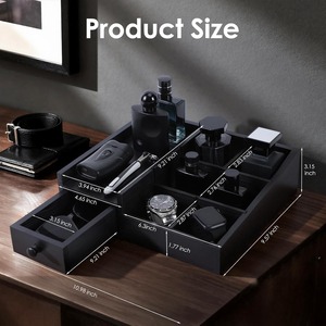 Organisateur de Cologne en Bois Noir pour Hommes, Grande Capacité, avec Tiroir, Décoration de Chambre Masculine, Support de Rangement pour Salle de Bain - Product Image 6