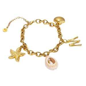 สร้อยข้อมือแฟชั่นชุบทอง 18K ประดับจี้ปลาดาวและหอยสังข์ สไตล์ฤดูร้อน เครื่องประดับสำหรับผู้หญิง - Product Image 5