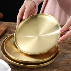 Vassoio di Servizio Premium in Acciaio Inox a Doppia Parete, Piatto Rotondo Lucidato per Alimenti, Piatti Coreani Oro e Argento per Matrimoni, Hotel e Ristoranti - Product Image 2