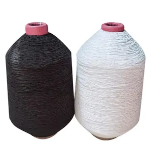 63#150150 White Black Elastic Natural Latex Rubber Thread Latex Rubber Polyester Double Covered Yarn DCY Yarn
