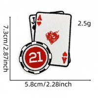 Patchs brodés en chenille style punk, motifs cartes à jouer (As de Pique, Dés), thermocollants, pour blousons de motard, jeans et chapeaux