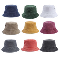 Topi Bucket Kasual Empat Musim Gaya Eropa Amerika Bahan Katun Dicuci Bernapas Anti Sinar Matahari Vintage Distressed Terlaris