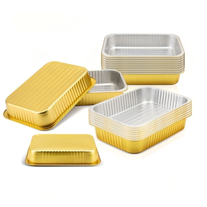 Meilleur <span class=keywords><strong>Prix</strong></span> REC370 Bol Rectangulaire en Aluminium Doré Jetable Écologique Qualité Alimentaire Emballage PET pour Gâteau Cuit à la Vapeur - Product Image 5