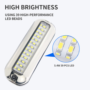 Lumière sous-marine pour bateau LED en acier inoxydable 316 blanc 12V 24V, lumière de pêche 39 LED, lampe marine étanche - Product Image 2