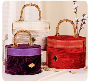 Customized <strong>Gift</strong> <strong>Box</strong> Packaging Cylindrical Velvet Bamboo-handled Paper <strong>Gift</strong> <strong>Box</strong> <strong>Wedding</strong> <strong>Gift</strong> <strong>Box</strong> - Product Image 3