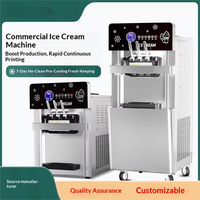 Machine à crème glacée molle compacte à écran tactile LCD pour hôtels, restaurants, salons de thé et cafés